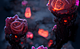 Ai绘画 发光的黑色结晶玫瑰
