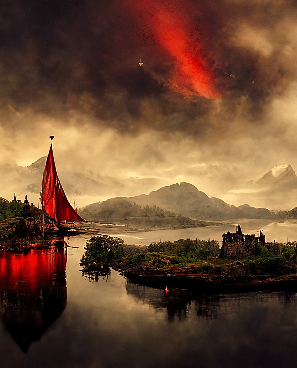 空中角度下的湖岛景观