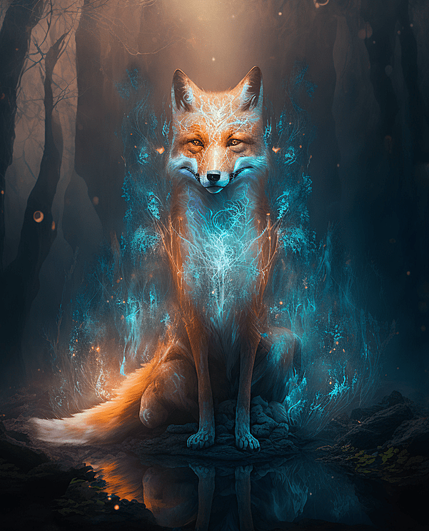 魔法森林中的透明狐狸之灵