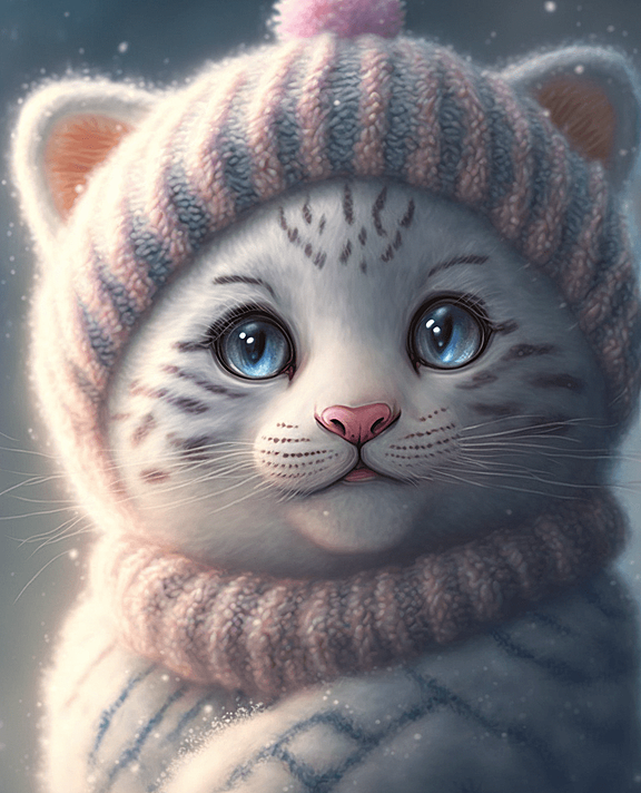 冬天里一只白色毛绒绒的白虎