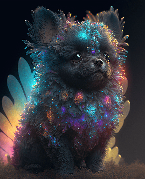 可爱的黑色绒毛小狗