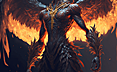 被火焰包围的人形凤凰，超高清8k内部发光