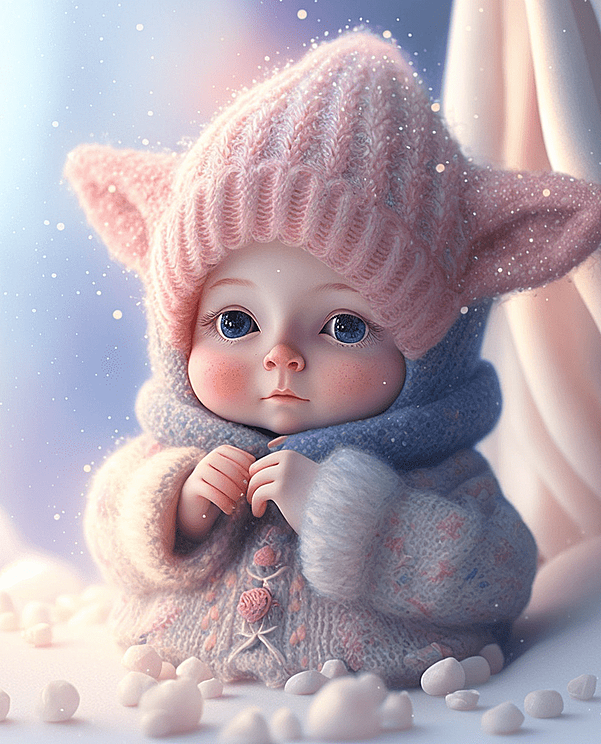 一个可爱甜美的白色小精灵