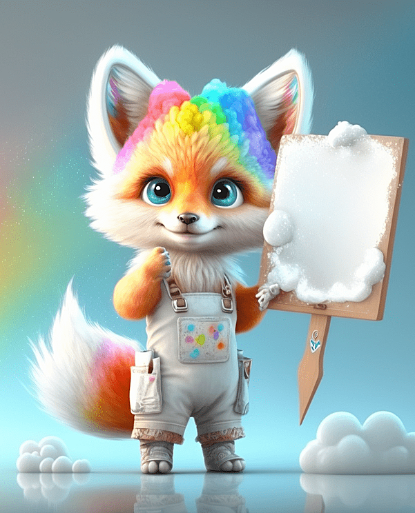 超级可爱的小精灵风格 白色小狐狸