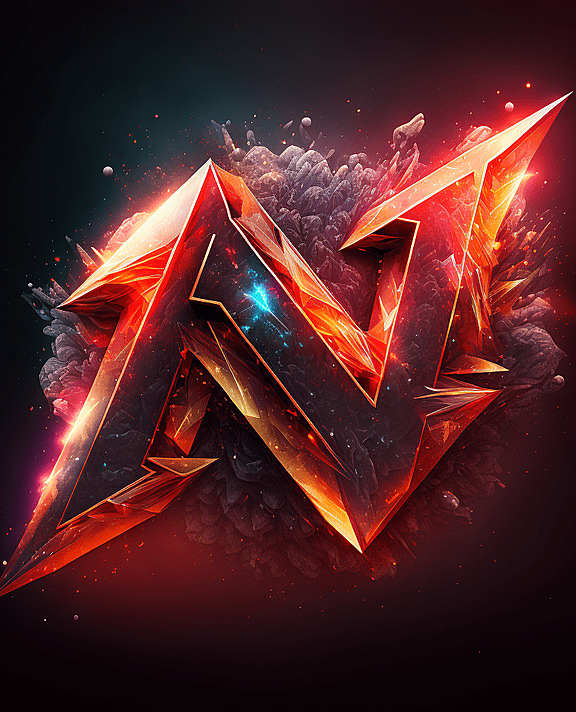 晶体化 红色3D英文字母图标设计