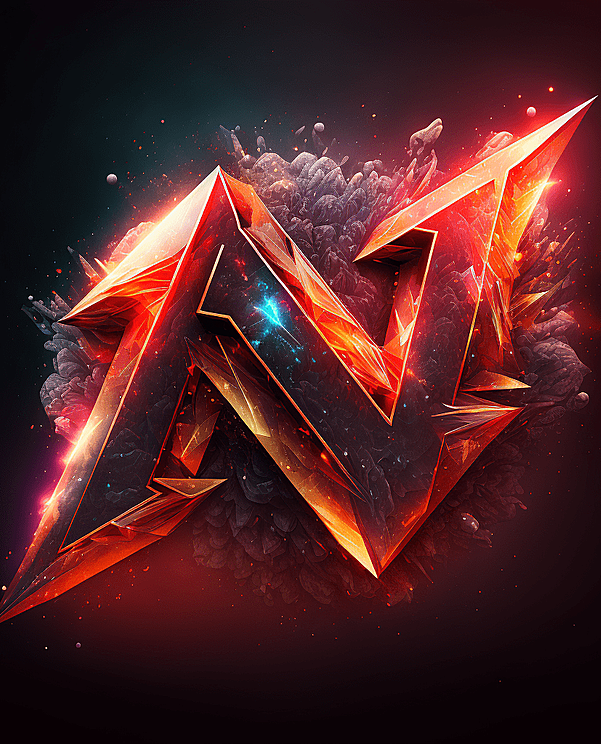 晶体化 红色3D英文字母图标设计