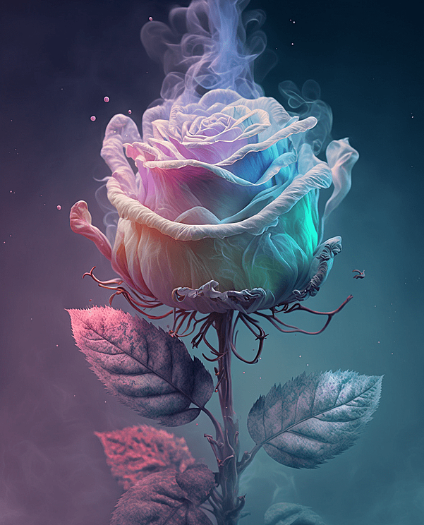 搭配云雾 仿佛仙境般的白色蓝色玫瑰,美丽至极