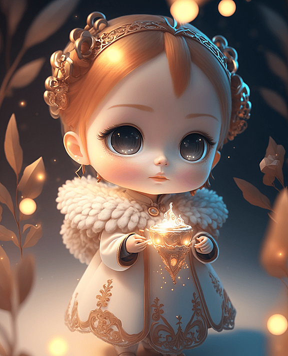 穿着白色仙女服装的可爱小女孩