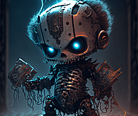 朋克闪电风格的可爱小骷髅