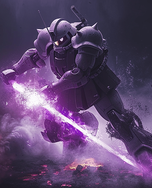 紫色扎古高达电脑壁纸，自未来战场的史诗瞬间，彰显着力量与美学。