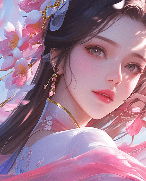 一位公主采用鲜活的插画风格,搭配采用柔和的粉紫色风格