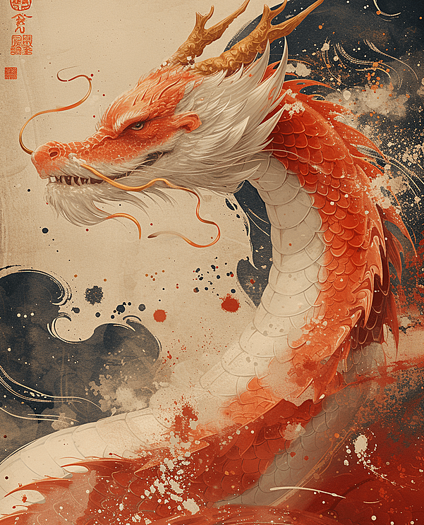 中国农历的龙年壁纸，融入充满活力的传统元素