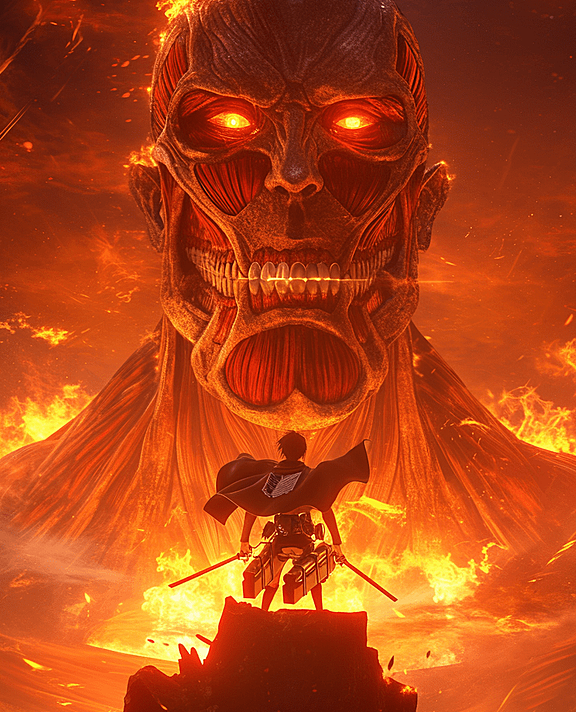 以黑暗火焰色彩绘制进击的巨人，利用Zbrush创作出色彩逼真的细节