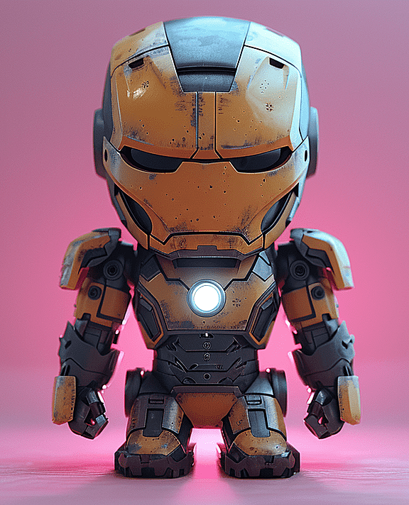 非常可爱的钢铁侠小玩具，搭配粉色系风格，适合做壁纸