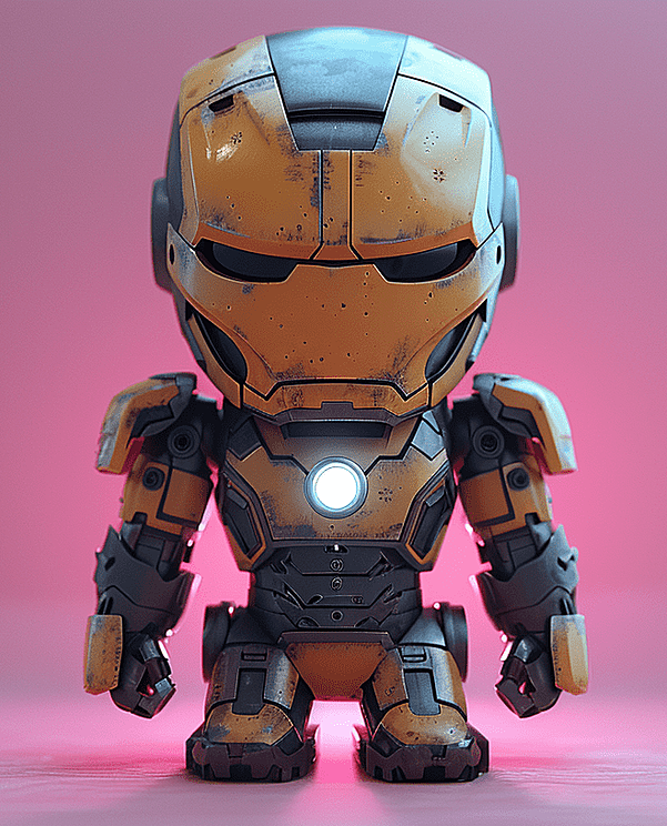 非常可爱的钢铁侠小玩具,搭配粉色系风格,适合做壁纸