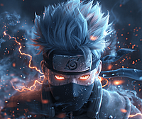 火影卡卡西以迪士尼风格形象出现，周身环绕着炫目的闪电，全身姿态一览无余。