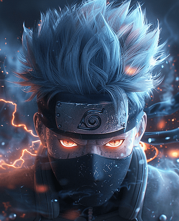 火影卡卡西以迪士尼风格形象出现，周身环绕着炫目的闪电，全身姿态一览无余。