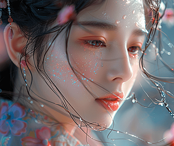 一位少女，她的侧脸显得格外唯美，迷人的眼睛更加引人注目