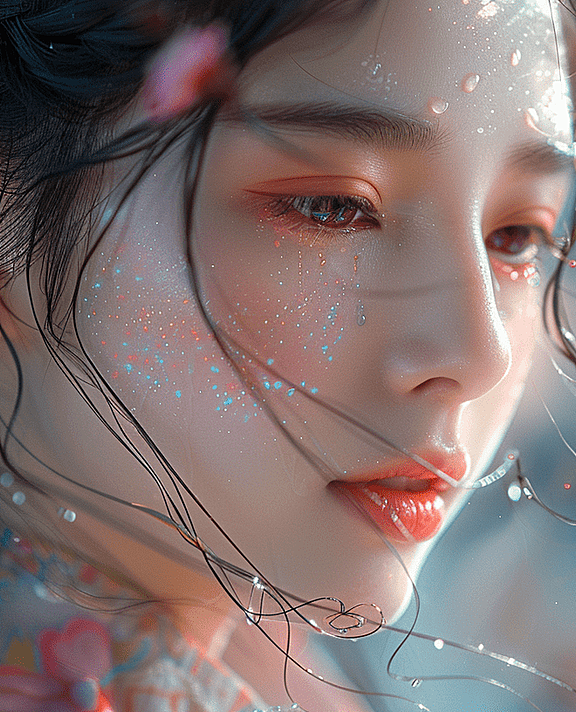 一位少女，她的侧脸显得格外唯美，迷人的眼睛更加引人注目