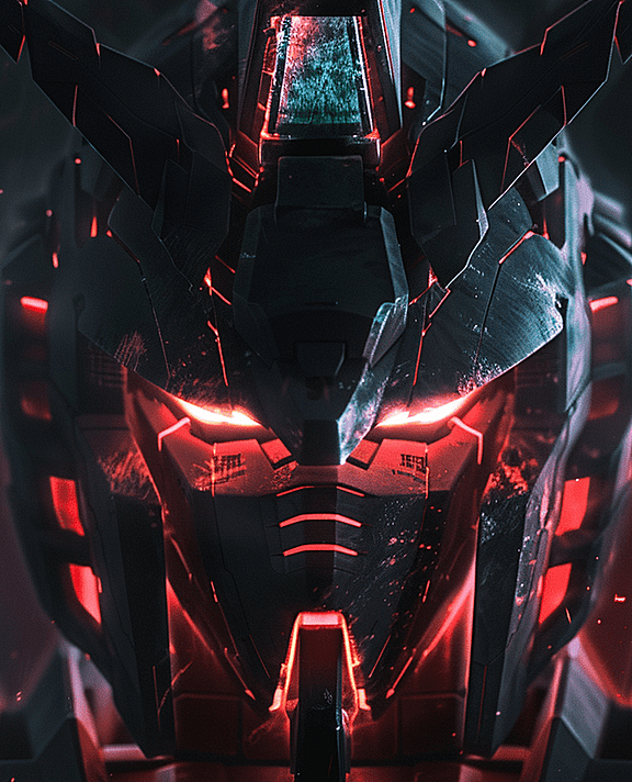 一部正在维修中的高达，近距离的金属质感，闪烁着冷光