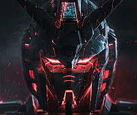 一部正在维修中的高达,近距离的金属质感,闪烁着冷光