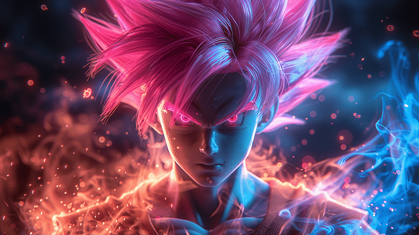 《龙珠》孙悟空，赛博朋克画风，在紫蓝色灯光的映衬下吞云吐雾。