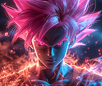 《龙珠》孙悟空，赛博朋克画风，在紫蓝色灯光的映衬下吞云吐雾。