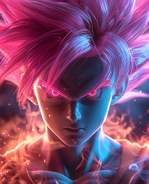 《龙珠》孙悟空，赛博朋克画风，在紫蓝色灯光的映衬下吞云吐雾。