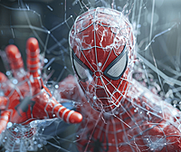 蜘蛛侠以透明的中枢神经光效显示,非常的新奇。