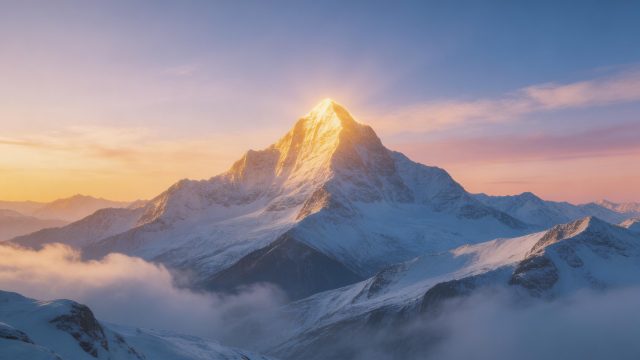 壁纸: 日出金山：壮丽雪山之巅的晨曦金光壁纸