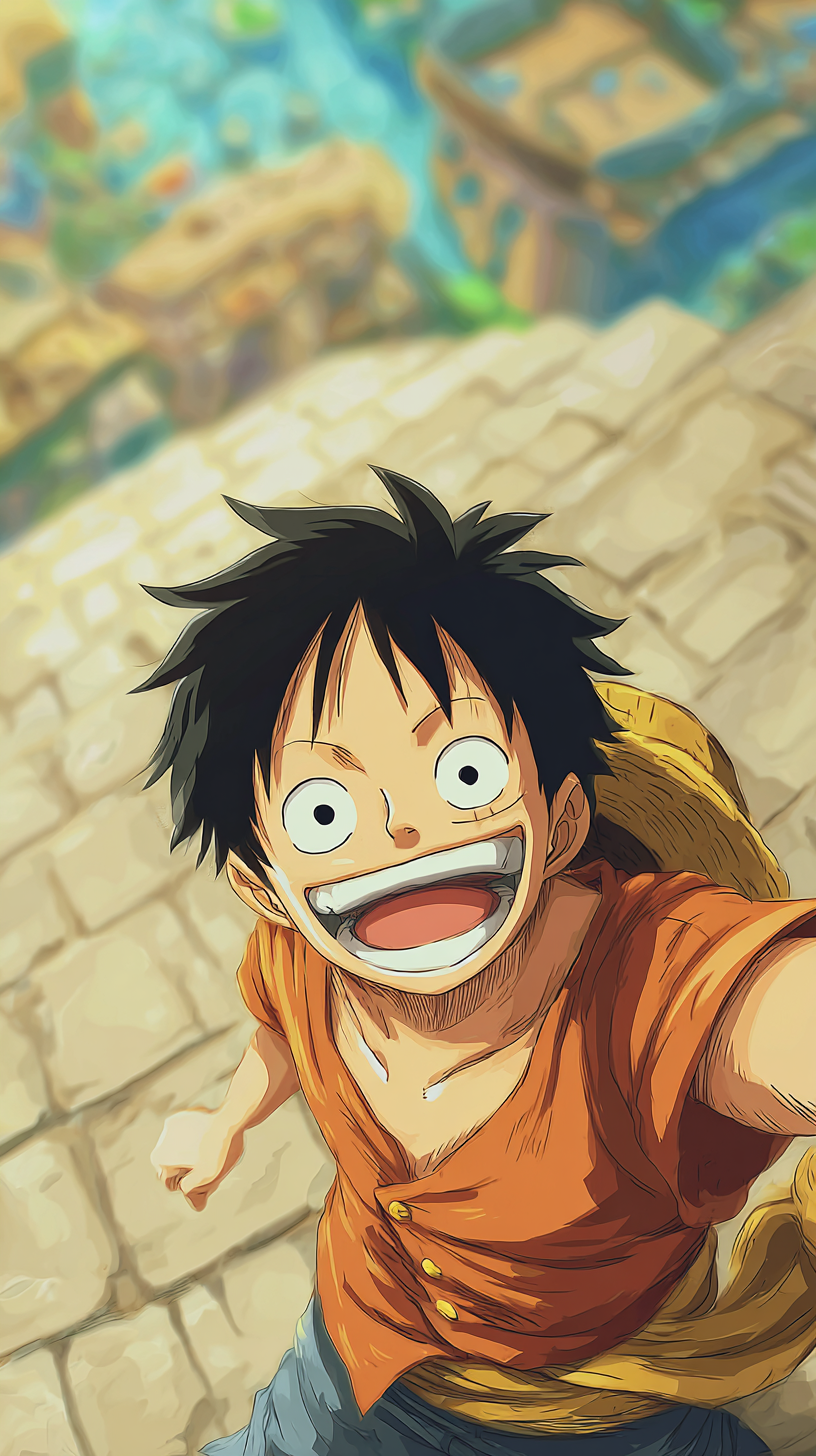 路飞咧嘴大笑动漫特写壁纸 | 热血漫画风格高清4K手机壁纸下载