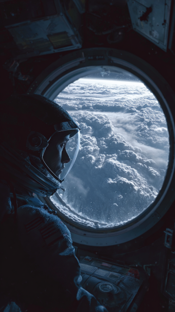 凝视地球的宇航员：冰窗、极光与孤独宇宙 | 4K 写实壁纸